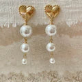 Load image into Gallery viewer, 24Kae Statement earrings with heart and pearls