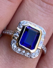 Load image into Gallery viewer, 9ct yellow gold sapphire and Cz ring