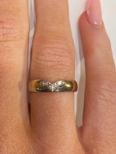 Load image into Gallery viewer, 9ct yellow gold 4.5MM band with V shape pavè set with 3 stone