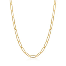 Load image into Gallery viewer, Gold Paperclip Chunky Chain Necklace with Gold Wave Pink Sparkle Charm