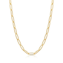 Load image into Gallery viewer, Gold Paperclip Chunky Chain Necklace with Gold Wave Pink Sparkle Charm