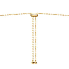 Load image into Gallery viewer, Gold Freshwater Pearl and White Cubic Zirconia Bezel Set Slider Necklace
