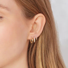 Load image into Gallery viewer, 9ct Gold Cubic Zirconia Claw Set Huggie Earring