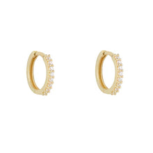 Load image into Gallery viewer, 9ct Gold Cubic Zirconia Claw Set Huggie Earring