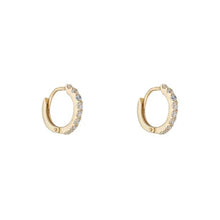 Load image into Gallery viewer, 9ct Gold Cubic Claw Set Huggie Earrings