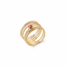 Load image into Gallery viewer, Burren “Right Here Right Now Ring” 18ct Gold Plated Ring with Rhodonite stone
