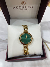Load image into Gallery viewer, Green dial Accurist ladies gold bracelet watch
