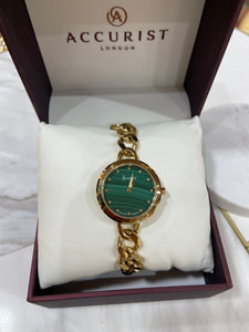 Green dial Accurist ladies gold bracelet watch