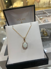 Load image into Gallery viewer, 9ct yellow gold oval cz opal pendant
