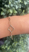 Elegant 9ct Yellow Gold Clover Paperclip Chain Bracelet