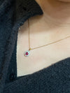 18ct white gold diamond & ruby cluster pendant on 9ct yellow gold chain