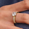 Classic zirconia ring with stone set shoulders-TISENTO