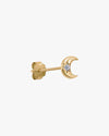 Celestial Star-Set Crescent Moon Stud Earring