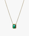 Emerald-Cut Green Gemstone Bezel Pendant Necklace by Line Argent