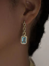 Gold blue stone drop earring