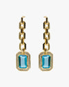 Gold blue stone drop earring