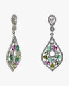 Multicolour Teardrop Filigree Chandelier Silver Earrings