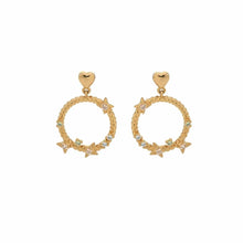 Load image into Gallery viewer, 24Kae Earring With Hoop And Pastel Star-shaped Stones Sterling silver Gold Plated
