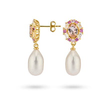 Load image into Gallery viewer, 24Kae Earrings with coloured stones and pearl
