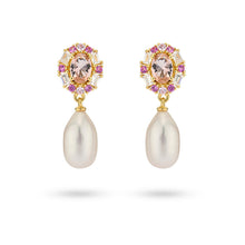 Load image into Gallery viewer, 24Kae Earrings with coloured stones and pearl
