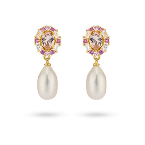 24Kae Earrings with coloured stones and pearl