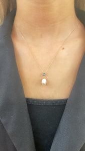 9ct gold pearl and aquamarine pendant