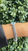 Stunning Sterling Silver Sky Blue CZ Halo Bracelet