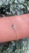 Delicate 9ct Yellow Gold CZ Heart Chain Bracelet