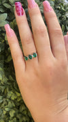 9ct Yellow Gold Three-Stone Oval Emerald & Diamond Ring