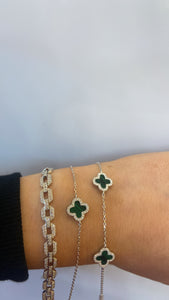 Sterling silver green clover bracelet