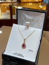 9ct yellow gold Ruby and cz pear shape pendant