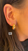 NJO Gold Plated Bombayed Tear Stud Earrings