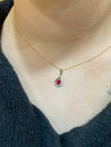9ct yellow gold Ruby and cz pear shape pendant