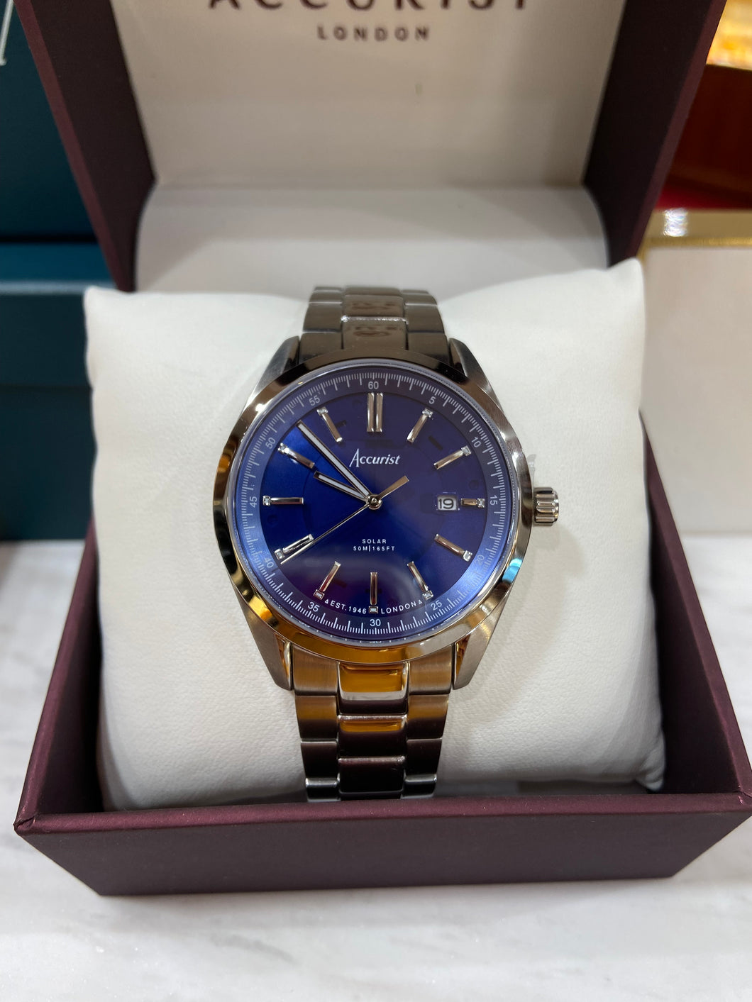 Gents Solar Blue Dial Accurist Watch
