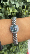 Stunning Sterling Silver Sky Blue CZ Halo Bracelet