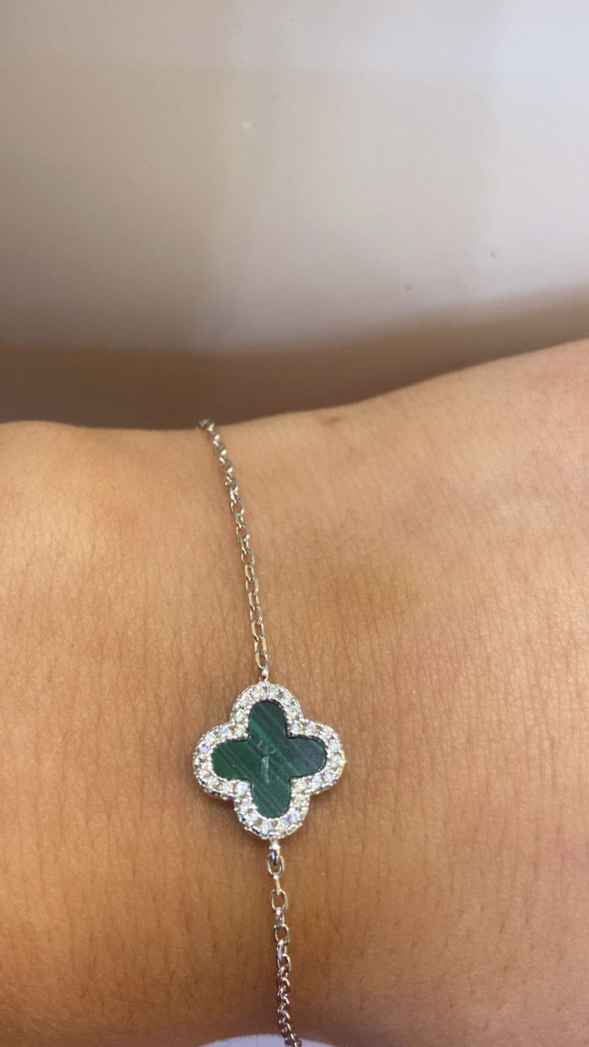 Sterling silver green clover bracelet