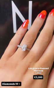 Platinum Lab Diamond Oval Solitaire