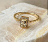 24Kae Yellow Gold Emerald Cut Stone with Heart Band