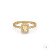 24Kae Yellow Gold Emerald Cut Stone with Heart Band
