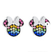 Disney Minnie Mouse Sterling Silver with Rainbow Stones Stud Earrings