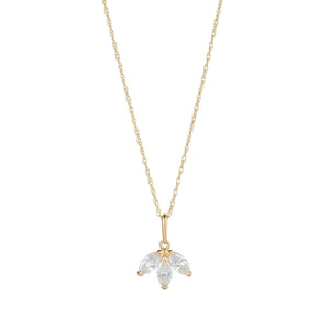 9ct Yellow Gold CZ Lotus Leaf Pendant Necklace