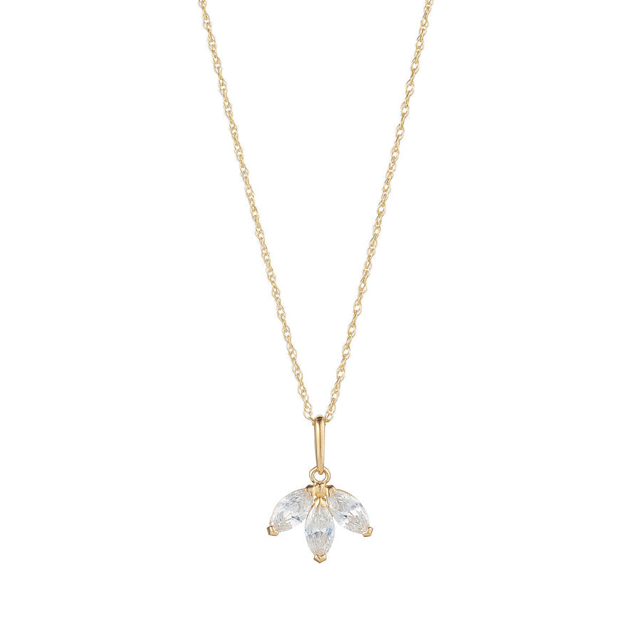 9ct Yellow Gold CZ Lotus Leaf Pendant Necklace