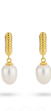 Gold plated pearl hoops
