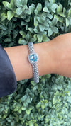 Stunning Sterling Silver Sky Blue CZ Halo Bracelet