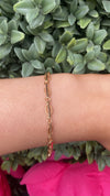9ct Yellow Gold Textured & Polished Paperclip Link Bracelet