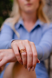 Burren “Right Here Right Now Ring” 18ct Gold Plated Ring with Rhodonite stone