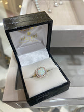 Load image into Gallery viewer, 9ct gold opal cz square ring
