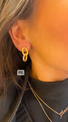 NJO Gold Plated Chunky Double Link Drop Earrings