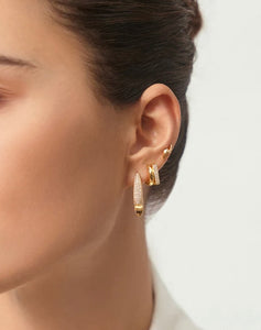 Gold Pavé Arrow Hoop Earrings