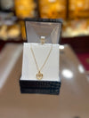9ct gold open heart with cubic zirconia drop pendant